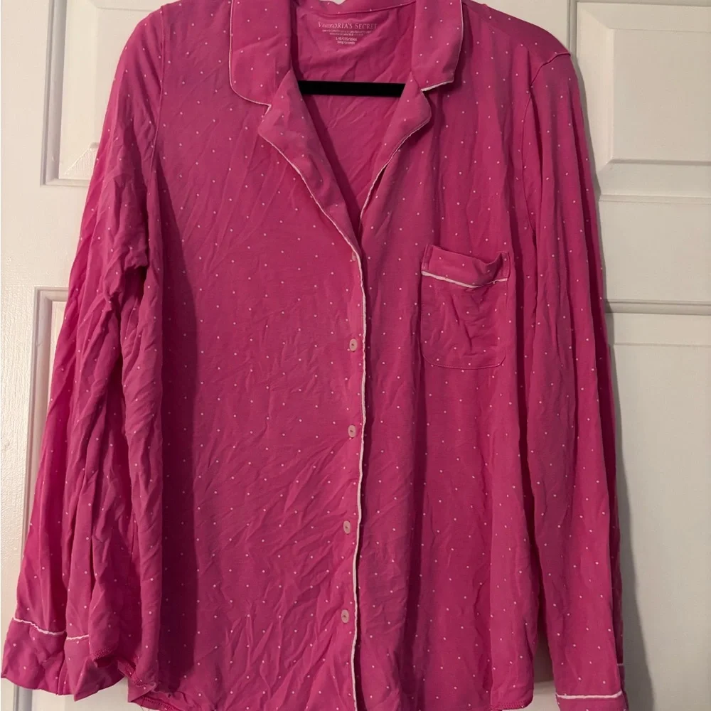 Victoria's Secret Modal Pink Dot Button-Up Pajama Top